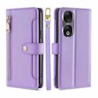 For Honor 90 5G Lite Sheep Texture Cross-body Zipper Wallet Leather Phone Case(Purple) - 1