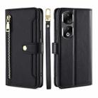 For Honor 90 Pro 5G Lite Sheep Texture Cross-body Zipper Wallet Leather Phone Case(Black) - 1