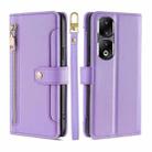 For Honor 90 Pro 5G Lite Sheep Texture Cross-body Zipper Wallet Leather Phone Case(Purple) - 1