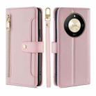 For Honor X50 5G Lite Sheep Texture Cross-body Zipper Wallet Leather Phone Case(Pink) - 1