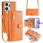 For Honor X7a Lite Sheep Texture Cross-body Zipper Wallet Leather Phone Case(Orange) - 1