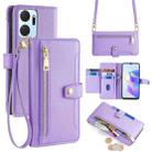 For Honor X7a Lite Sheep Texture Cross-body Zipper Wallet Leather Phone Case(Purple) - 1