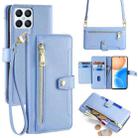 For Honor X8 Lite Sheep Texture Cross-body Zipper Wallet Leather Phone Case(Blue) - 1