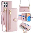 For Honor X8 Lite Sheep Texture Cross-body Zipper Wallet Leather Phone Case(Pink) - 1