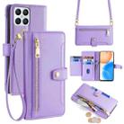 For Honor X8 Lite Sheep Texture Cross-body Zipper Wallet Leather Phone Case(Purple) - 1