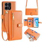 For Honor X8a Lite Sheep Texture Cross-body Zipper Wallet Leather Phone Case(Orange) - 1