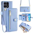 For Honor X8a Lite Sheep Texture Cross-body Zipper Wallet Leather Phone Case(Blue) - 1