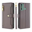 For ZTE Blade A53 4G Lite Sheep Texture Cross-body Zipper Wallet Leather Phone Case(Grey) - 1