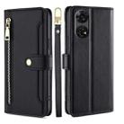 For ZTE Anshin Family Sheep Texture Cross-body Zipper Wallet Leather Phone Case(Black) - 1