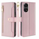 For ZTE Anshin Family Sheep Texture Cross-body Zipper Wallet Leather Phone Case(Pink) - 1