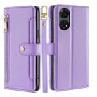 For ZTE Anshin Family Sheep Texture Cross-body Zipper Wallet Leather Phone Case(Purple) - 1