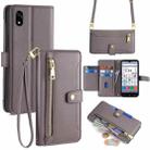 For ZTE Kantan Sumaho 4 A402ZT Sheep Texture Cross-body Zipper Wallet Leather Phone Case(Grey) - 1