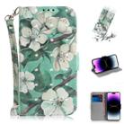 For iPhone 15 Pro 3D Colored Horizontal Flip Leather Phone Case(Watercolor Flower) - 1