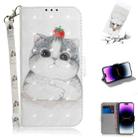 For iPhone 15 Pro Max 3D Colored Horizontal Flip Leather Phone Case(Cute Cat) - 1