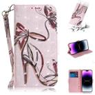 For iPhone 15 Pro Max 3D Colored Horizontal Flip Leather Phone Case(Butterfly High-heeled) - 1