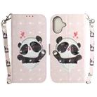 For iPhone 16 Plus 3D Colored Horizontal Flip Leather Phone Case(Heart Panda) - 1