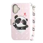 For iPhone 16 Plus 3D Colored Horizontal Flip Leather Phone Case(Heart Panda) - 3