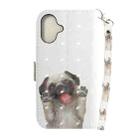 For iPhone 16 Plus 3D Colored Horizontal Flip Leather Phone Case(Pug) - 3