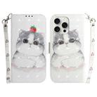 For iPhone 16 Pro Max 3D Colored Horizontal Flip Leather Phone Case(Cute Cat) - 1