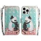For iPhone 16 Pro Max 3D Colored Horizontal Flip Leather Phone Case(Black White Cat) - 1