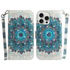 For iPhone 16 Pro Max 3D Colored Horizontal Flip Leather Phone Case(Peacock Wreath) - 1