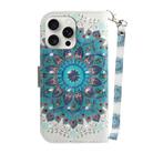 For iPhone 16 Pro Max 3D Colored Horizontal Flip Leather Phone Case(Peacock Wreath) - 3