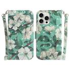 For iPhone 16 Pro Max 3D Colored Horizontal Flip Leather Phone Case(Watercolor Flower) - 1