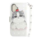 For iPhone 16 3D Colored Horizontal Flip Leather Phone Case(Cute Cat) - 3