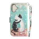 For iPhone 16 3D Colored Horizontal Flip Leather Phone Case(Black White Cat) - 3