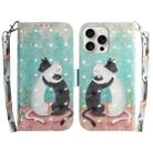 For iPhone 16 Pro 3D Colored Horizontal Flip Leather Phone Case(Black White Cat) - 1