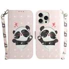 For iPhone 16 Pro 3D Colored Horizontal Flip Leather Phone Case(Heart Panda) - 1