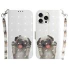 For iPhone 16 Pro 3D Colored Horizontal Flip Leather Phone Case(Pug) - 1