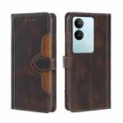 For vivo S17 5G / S17 Pro 5G Skin Feel Magnetic Buckle Leather Phone Case(Brown) - 1