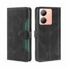 For vivo Y78 5G Skin Feel Magnetic Buckle Leather Phone Case(Black) - 1