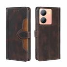 For vivo Y78 5G Skin Feel Magnetic Buckle Leather Phone Case(Brown) - 1