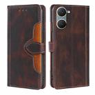 For vivo Y03 4G Skin Feel Magnetic Buckle Leather Phone Case(Brown) - 1