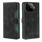 For vivo iQOO Z9 Turbo Skin Feel Magnetic Buckle Leather Phone Case(Black) - 1