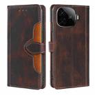 For vivo iQOO Z9 Turbo Skin Feel Magnetic Buckle Leather Phone Case(Brown) - 1