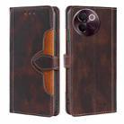 For vivo V30e 5G Global Skin Feel Magnetic Buckle Leather Phone Case(Brown) - 1