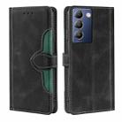 For vivo Y100 5G IDN Skin Feel Magnetic Buckle Leather Phone Case(Black) - 1