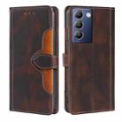 For vivo Y100 5G IDN Skin Feel Magnetic Buckle Leather Phone Case(Brown) - 1