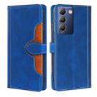 For vivo Y100 5G IDN Skin Feel Magnetic Buckle Leather Phone Case(Blue) - 1