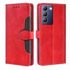 For vivo Y100 5G IDN Skin Feel Magnetic Buckle Leather Phone Case(Red) - 1
