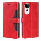 For vivo S19 Pro 5G Skin Feel Magnetic Buckle Leather Phone Case(Red) - 1