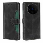 For vivo X100s Skin Feel Magnetic Buckle Leather Phone Case(Black) - 1