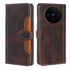 For vivo X100s Skin Feel Magnetic Buckle Leather Phone Case(Brown) - 1