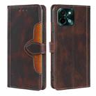 For vivo Y28 4G Skin Feel Magnetic Buckle Leather Phone Case(Brown) - 1