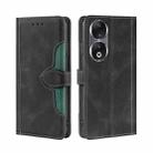 For Honor 90 5G Skin Feel Magnetic Buckle Leather Phone Case(Black) - 1