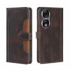 For Honor 90 5G Skin Feel Magnetic Buckle Leather Phone Case(Brown) - 1