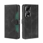 For Honor 90 Pro 5G Skin Feel Magnetic Buckle Leather Phone Case(Black) - 1